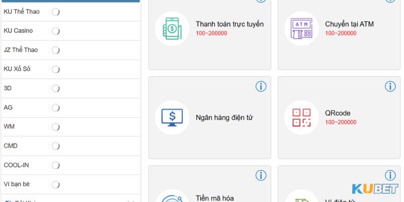Hướng dẫn nạp tiền tại nhà cái Kubet